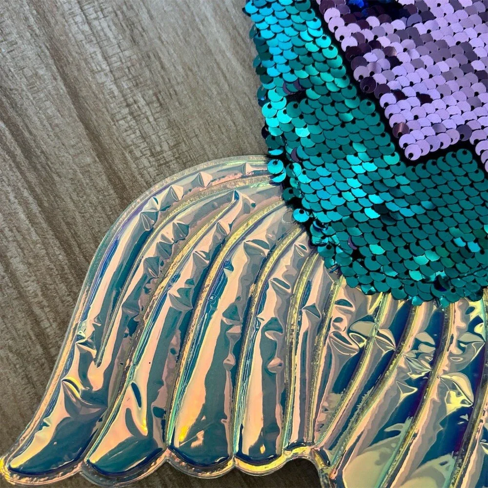 Justice Mermaid Flip Sequin Crossbody Purse Bag Teal Purple Holographic